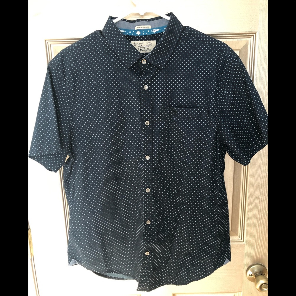 Dots And Spaceship Short Sleeve - Button Down - image 1